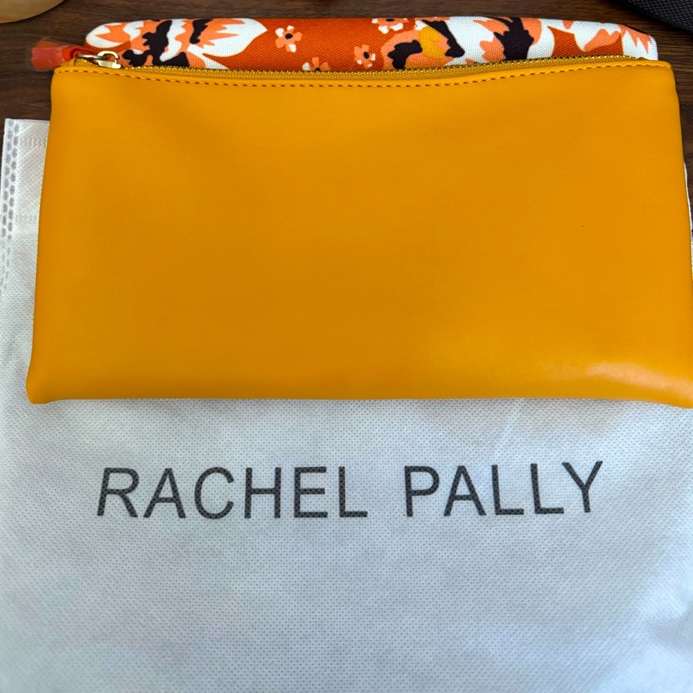 NWOT Rachel Pally fold-over canvas and leather clutch - mustard yellow